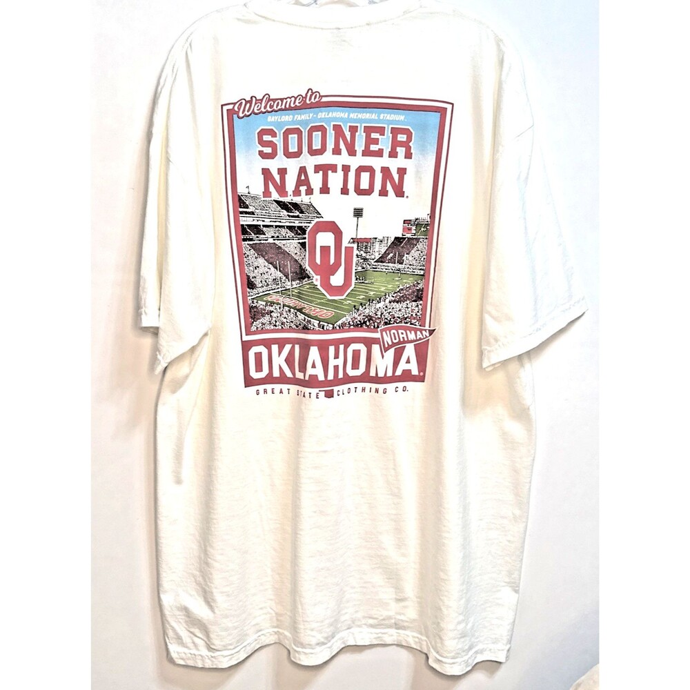 Oklahoma Sooners 2XL Tshirt Sooner Nation Great State Clothing Co White Tee NWT